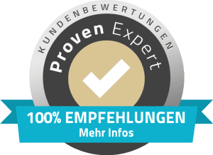 Proven Expert Kundenbewertung: 100% Empfehlung. Klicken für Mehr Infos.