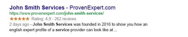 ProvenExpert Google search results